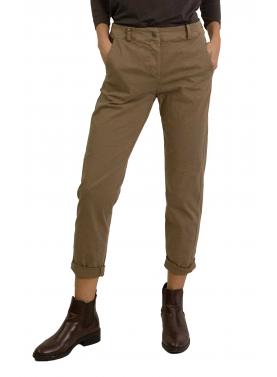 Chino senza pence in cotone con elastico dietro 